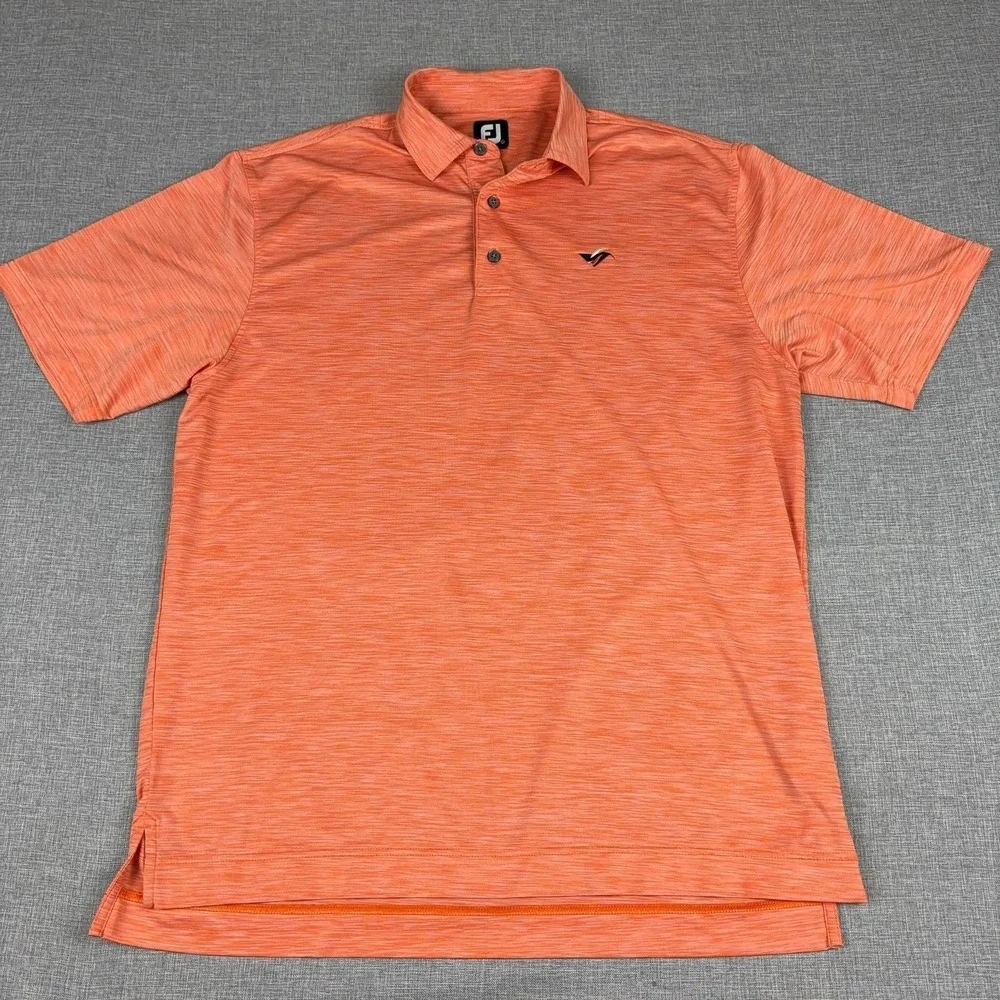 FootJoy Golf Polo Shirt Mens L Orange Stretch Jersey Short Sleeve Performance